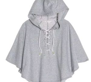 Victoria Secret Lace Up Grey Hooded Poncho